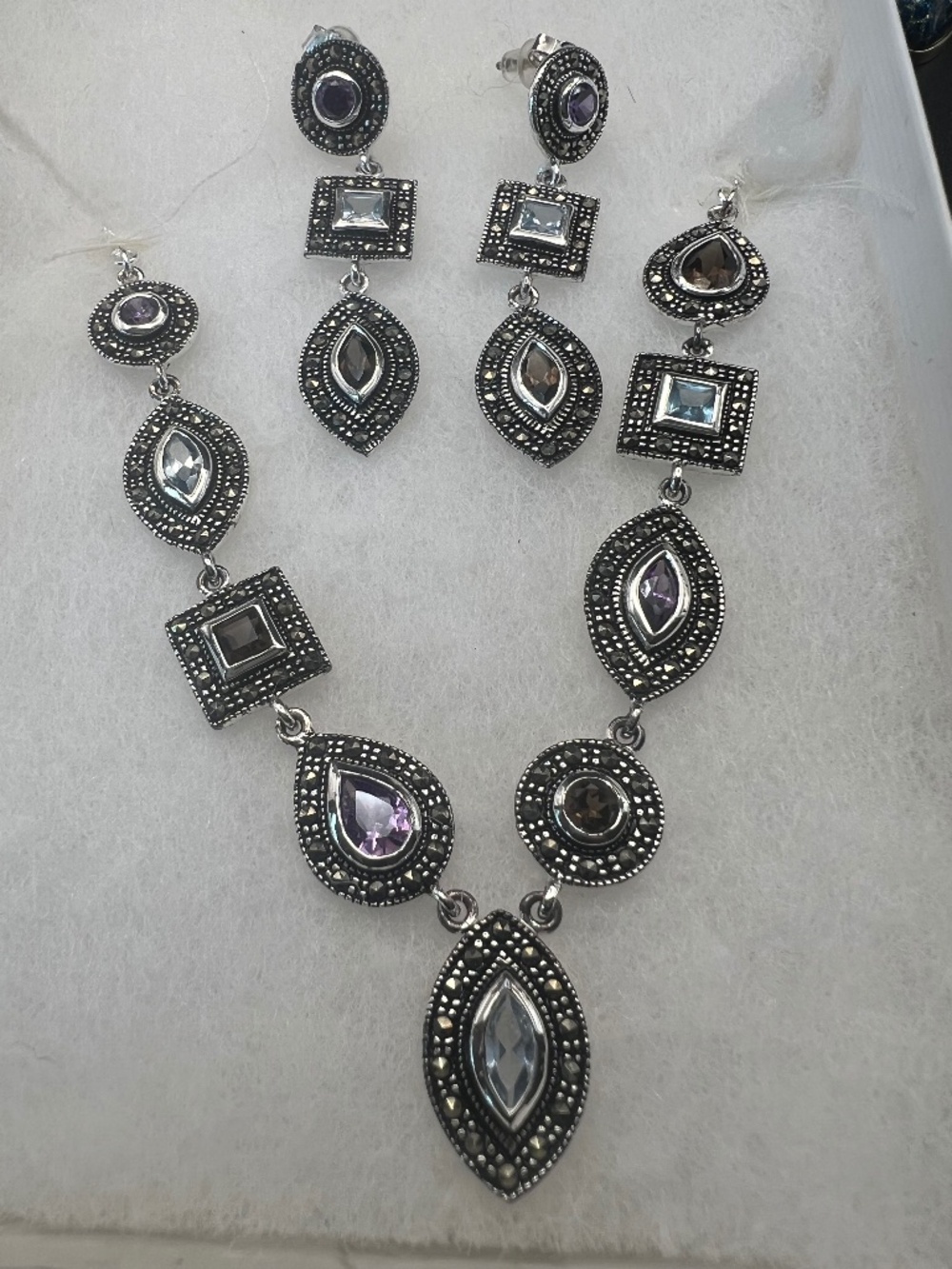 Sterling silver Multicolored necklace & earring set